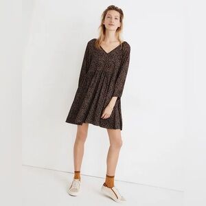Madewell Crinkle Georgette V-Neck Babydoll Dress in Brushed Texture (NWOT)